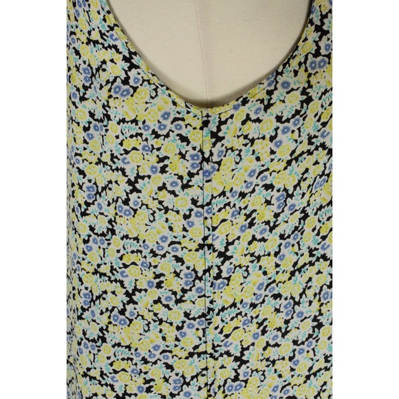 Equipment Femme Floral Print Sleeveless Midi Dress Yellow Black Blue M - Picture 11 of 12